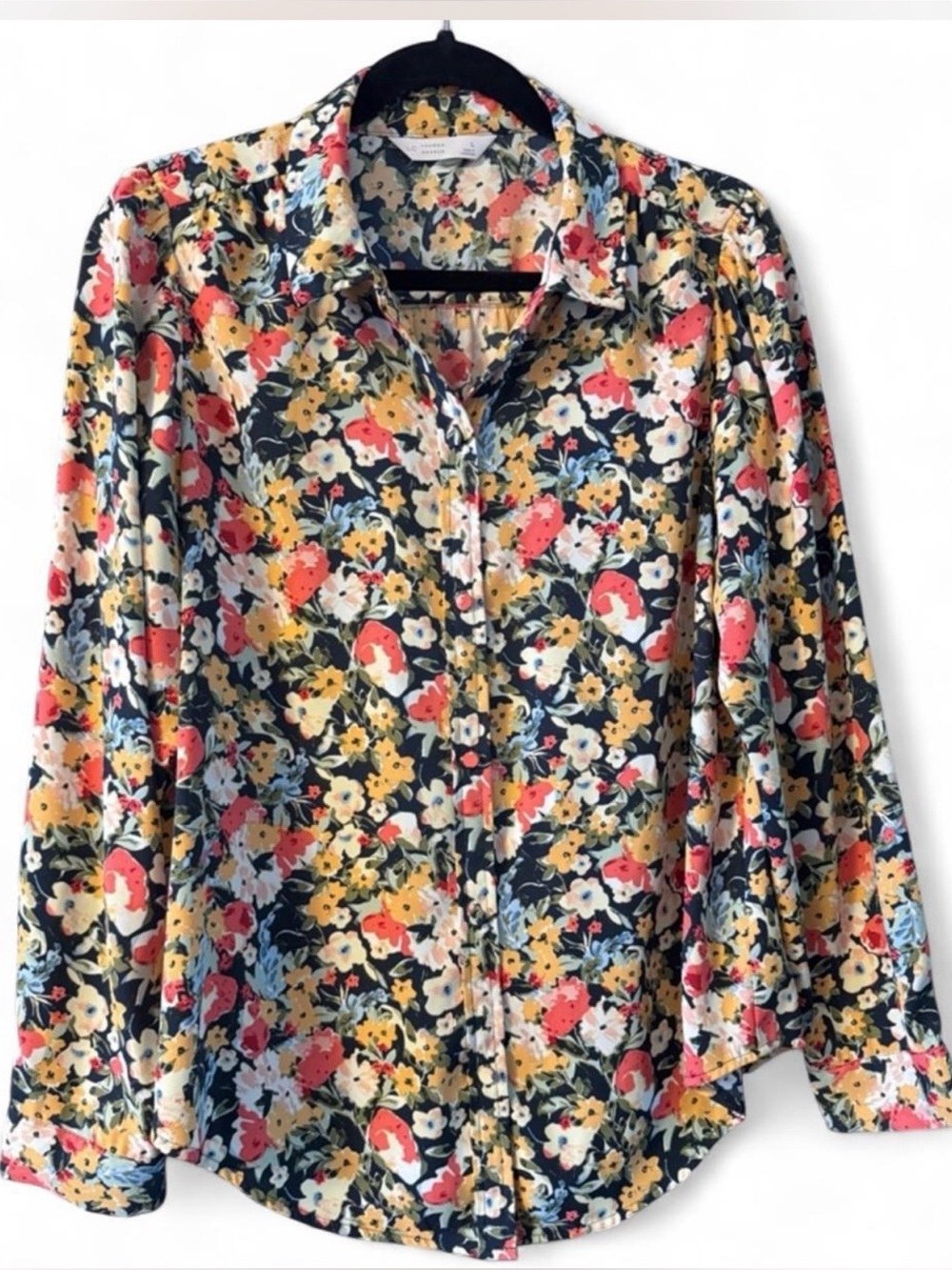 LC Lauren Conrad Floral Button-Up Blouse Size Medium